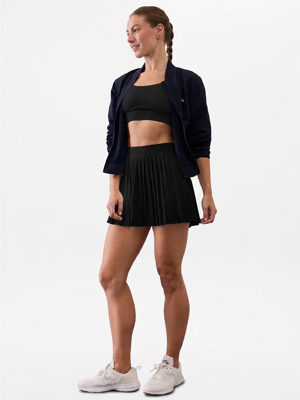 NWT Athleta Match Point Black Pleated Skort Athletic Skirt Shorts Small